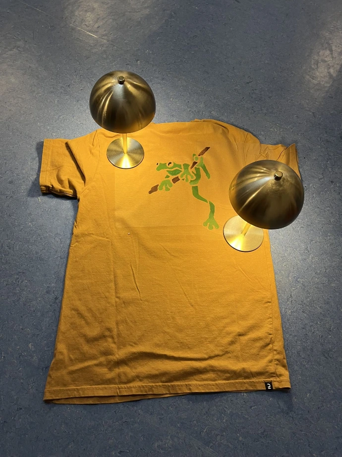 T-shirt homme peint à la main avec des pochoirs grenouille